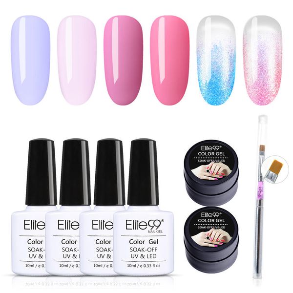 

nail art kits elite99 6pcs gel polish+nail pen gift set soak off uv led arts varnish primer manicure salon 10ml
