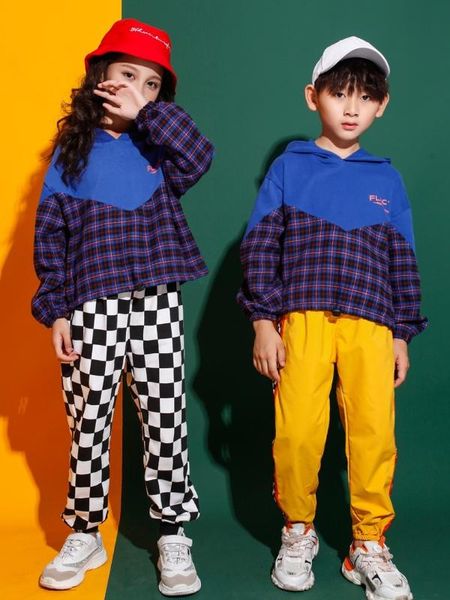 

girls jazz modern dancing costumes hoodie jogger pants kids ballroom hip hop dance wear outfits street costumes clothes wear, Black;red