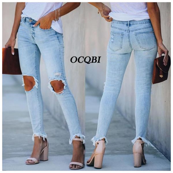 

women's jeans plus size 2021 women ripped for high waisted pencil pants, Blue