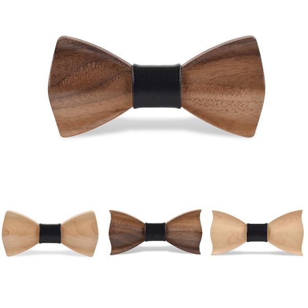 

hisuma 2018 novelty design boy girl wooden bow tie natural wood handmade children suits shirt butterfly cravat kids student ties, Black;gray