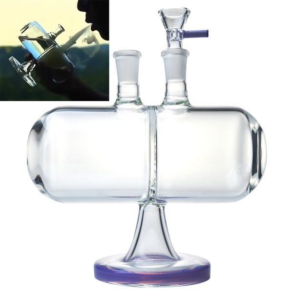 

7 Inch Infinity Waterfall Bong Invertible Gravity Glass Water Pipes Green Purple Clear Oil Dab Rigs 14mm Male Joint With Bowl
