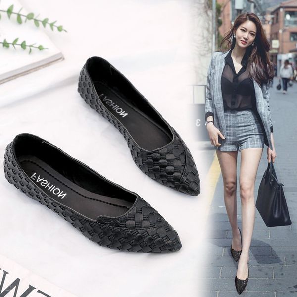 

shoes woman 2020 women's moccasins shallow mouth female footwear black flats elegant modis pointed toe casual sneaker new