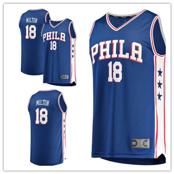 

custom 2019 men's philadelphia 76ers 18 shake milton fanatics branded royal fast break philadelphia nba women kids jersey, Black