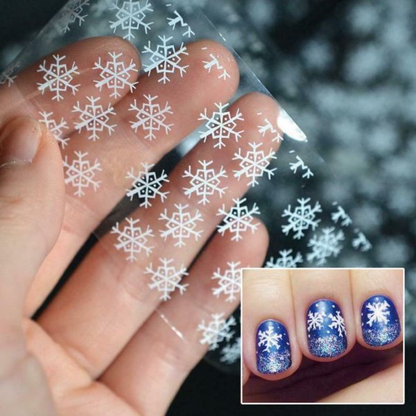 Adesivo de unha natal snowflake alumínio de unhas 3d transferência de arte de brilho A987