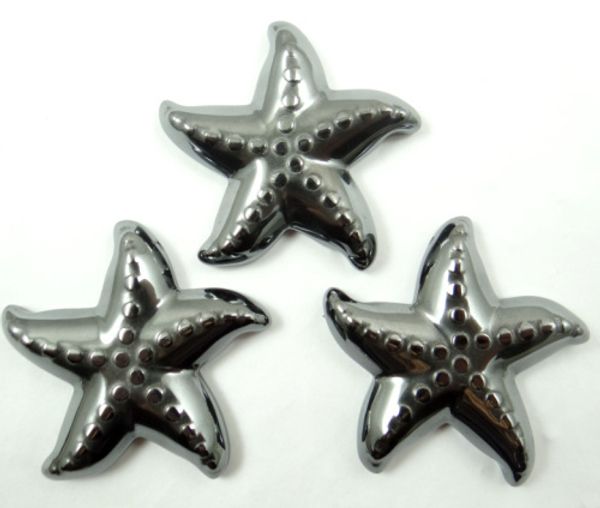 

0*40mm titanium hematite hand-carved starfish pendant gem necklace making jewelry wholesale 3pcs/lot, Silver