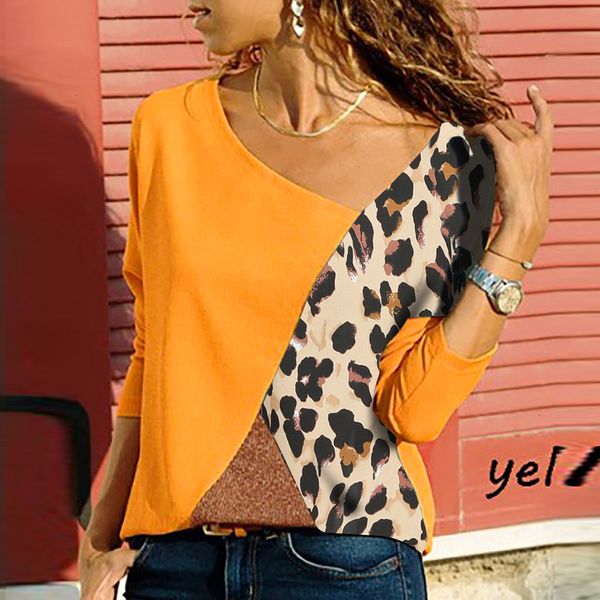 

women clothing blouse women blouses leopard print splicing color clothes long sleeve casual blouse plus size feminino blusas de mujer @30, White