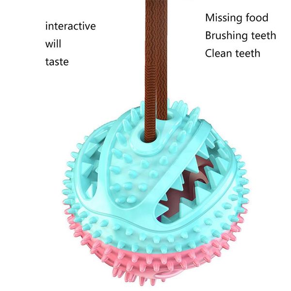 

new pet cats dogs interactive suction cup push tpr treat ball toys elastic ropes pet tooth cleaning chewing playing iq treat pup