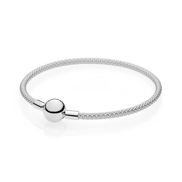 NEW 100% 925 Sterling Silver High Quality 596543 MOMENTS STERLING SILVER MESH BRACELET Fit DIY Charm Women Original Fashion Jewelry Gift