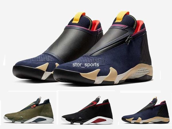 

2019 14s zipper basketball shoes men suede olive mesh last sblack red fusion jumpman z 14s xiv aq9119-001 aq9119-400 designer sneakers, White;red