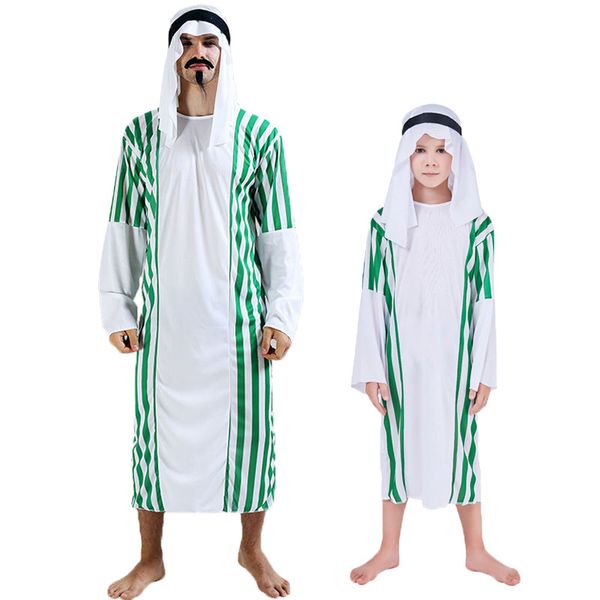 

umorden halloween middle east arab arabian prince costume for kids boys muslim costumes men green stripe carnival cosplay dress, Black;red