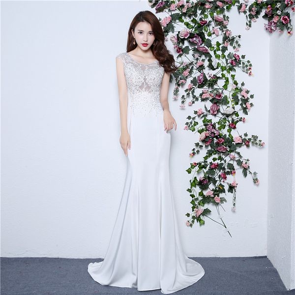 

2019 new vestido de festa bodice crystal beads sparkly prom dress sheer illusion sheath long formal evening dresses, White;black