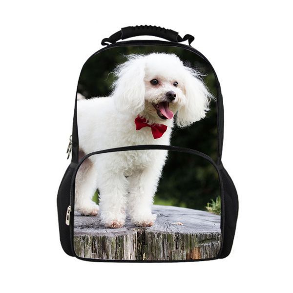 

cute dogs school bags for teen boys girls poodle 2019 new customized travel backpack for men women mochila escolar dropshipping