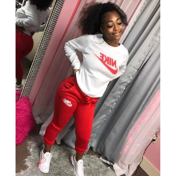 

женская мода повседневная одежда устанавливает спортивная одежда активный набор из двух частей с буквами модные 2019 осень и зима новые женс, Gray