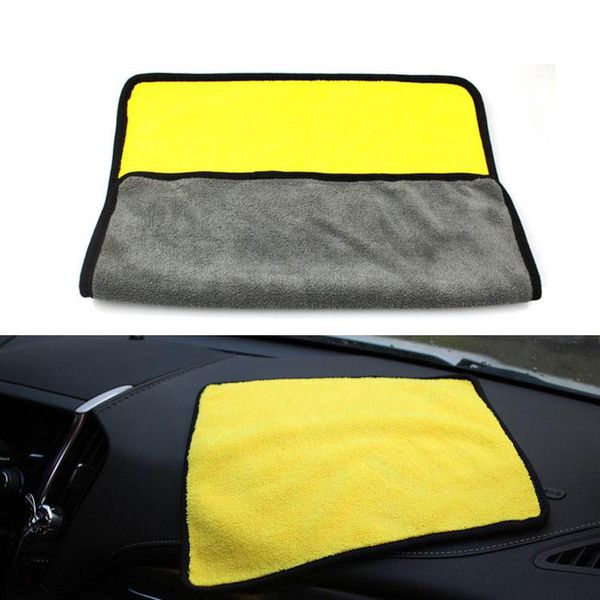 

double color microfiber car wash towel cleaning drying care cloth hemming strong absorbent car sponges cloths brushes