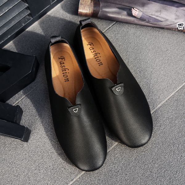 

pupuda casual leather shoes men formal leather shoes fashion comfy ship on men loafers lightweight good quality business, Black