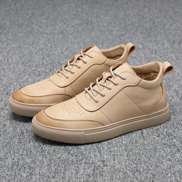 

yomior new autumn spring breathable men shoes cow leather casual flats loafers student sneakers formal dress shoes, Black