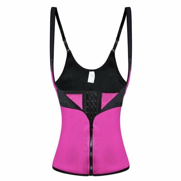 

shaper neoprene sauna sweat vest waist trainer for women up corset shirt workout slimming body trimmer adjustable push ther q5x6, Black;blue