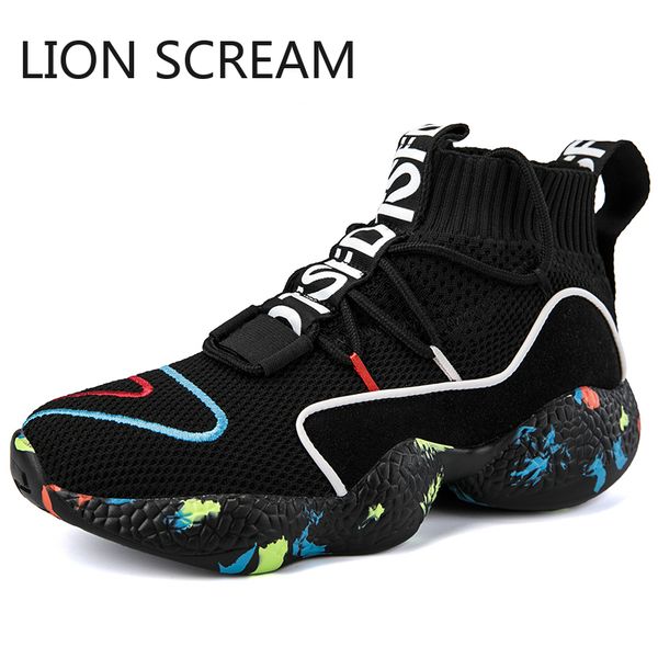 

lion scream knit vamp high sneakers men women size 47 life running shoes zapatillas hombre deportiva