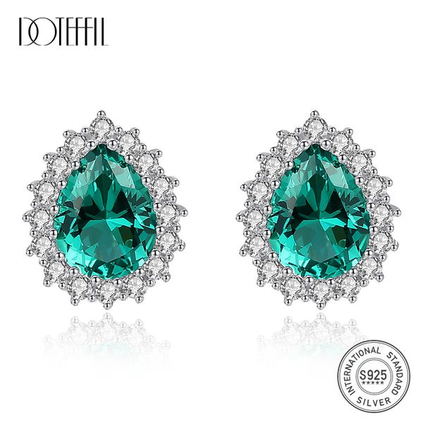 

doteffil real 925 silver luxury big droplet z stud earring for women three colors birthstone earrings fine jewelry brincos, Golden;silver