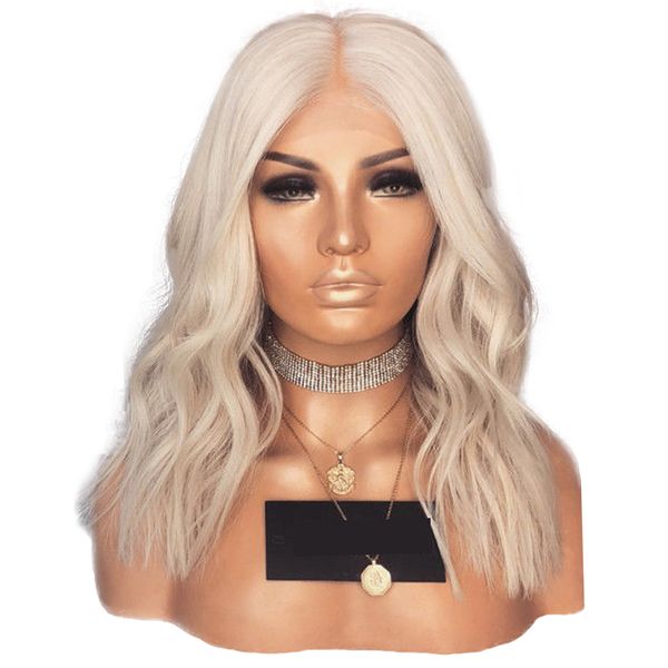 

quinlux wigs blonde hair short bob wave lace wigs synthetic lace front with natural hairline middle part for black women