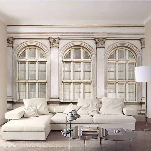 Custom Mural Wallpaper European Style Retro Nostalgia Window