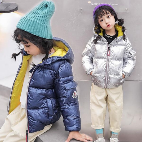 

children winter jacket for kids girls silver gold pink boys casual hooded coat baby clothing outwear kids parka jacket snowsuit, Blue;gray