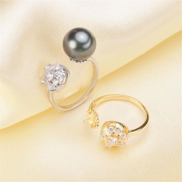 

other pearl ring settings, fashionable findings, adjustable size 925 silver jewelry diy making no, Blue;slivery