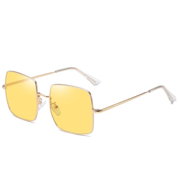 

polarized sunglasses large metal square frame fashion discoloration glasses driving night-vision goggles