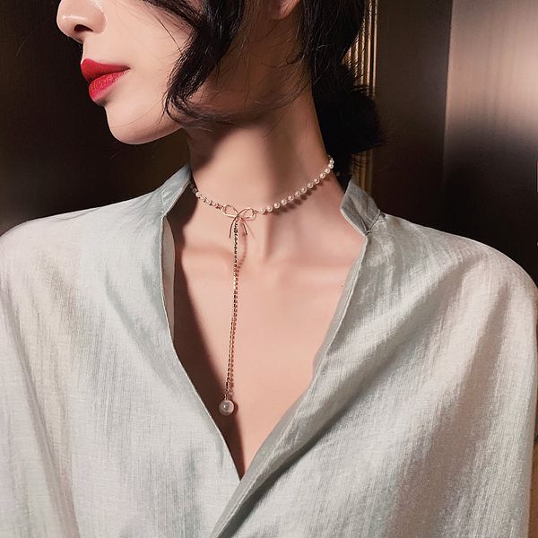 

korean fashion new chocker necklace net red with a variety of clavicle chain female neck accessories, Silver