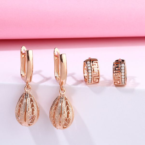 

new hollow round earrings with stones party 585 gold earrings jewelry natural zircon for wedding 2020 ers-s63, Silver