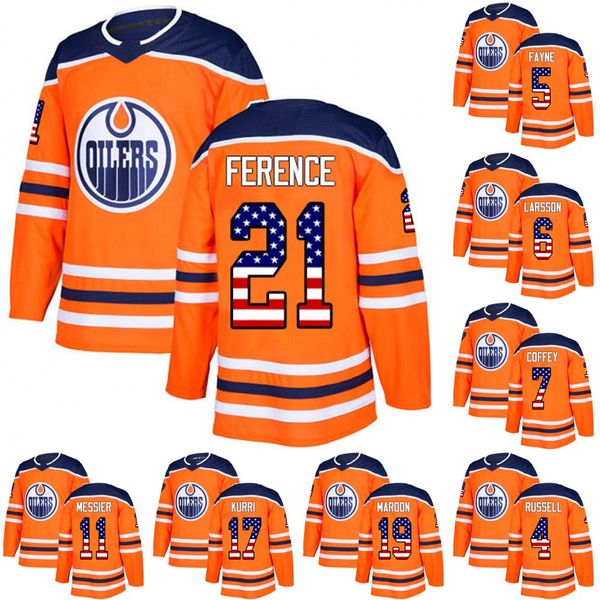 

Edmonton Oilers Leafs USA Flag Jerse 5 Kevin Gravel 6 Adam Larsson 4 Kris Russell 19 Mikko Koskinen 8 Ty Rattie Hockey Jerseys