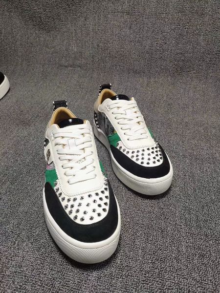 

2020 designer sneakers red bottom spikes flat velours suede sneakers iron grey men trainers 100% real leather party shoes