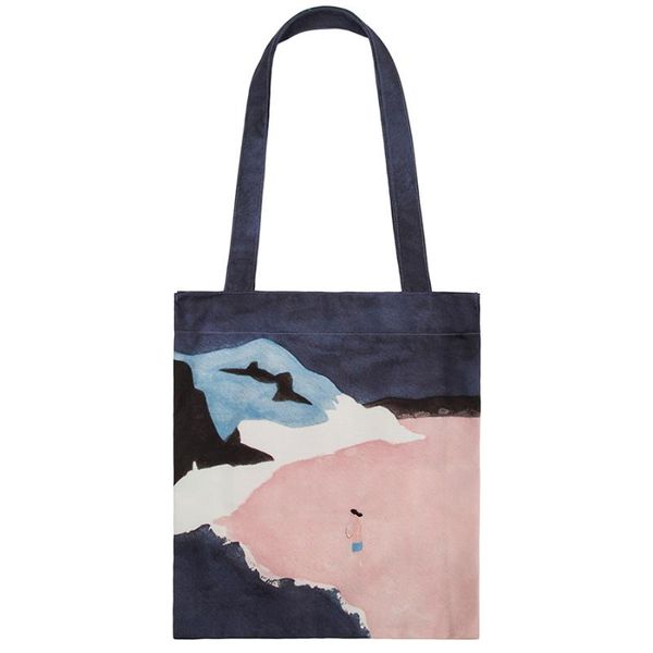 

new original canvas printed shoulder bags with embroidery reusable shopping bags in beautiful scenery series 2