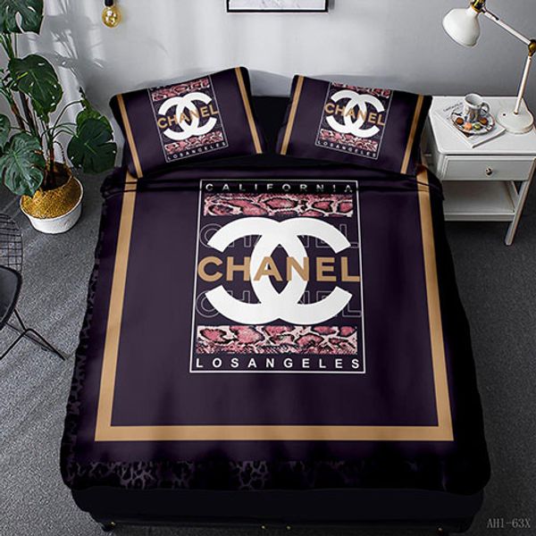 

brown letter 3d bedding original fashion street fashion cross-border 3piece suit foreign trade queen bed comforters sets designer bedding se
