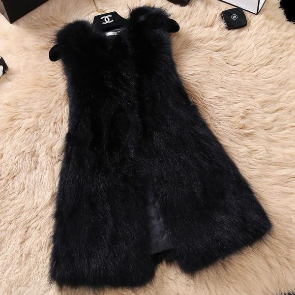 

the new raccoon fur vest vest women's long section of leather fur autumn and winter korean version of the skinny skinny one, Black