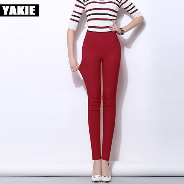 

plus size 5xl 18 colors candy color leggings for women 2017 summer high waist stretch office girls skinny leggings female pants, Black