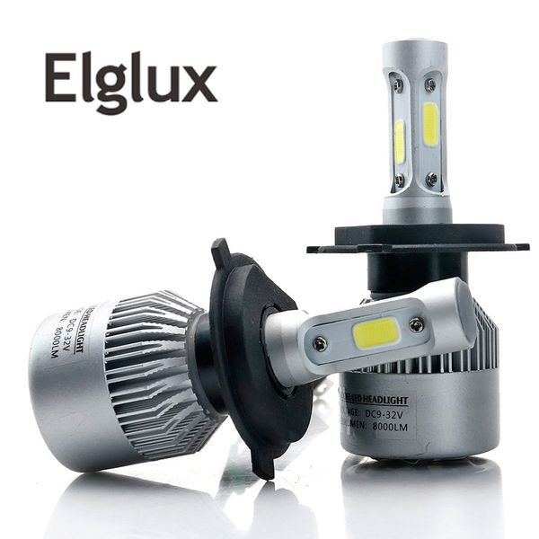 

elglux 2pcs auto h4 led h7 h11 h8 9006 hb4 h1 h3 hb3 car headlight bulbs 72w 8000lm automobiles lamp 6500k 12v for super bright