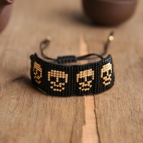 

rttooas skull miyuki bracelet insta fashion female jewelry exaggeration handmade beads cuff bracelets pulseras 2020, Golden;silver