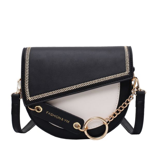 

crossbody bags for women 2020 fashion contrast pu leather half round women's messenger bag sac a main femme shoulder bag