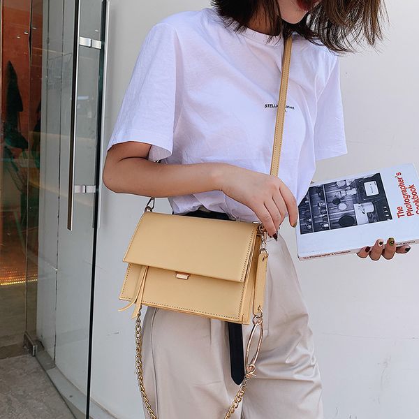 

female flap square bag 2019 new quality leather women's handbag travel shoulder messenger bag bolsos mujer