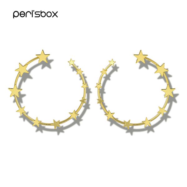 

peri'sbox gold sliver multi star heart large hoop earrings for women minimalist big earrings open circle hoop wholesale, Golden;silver