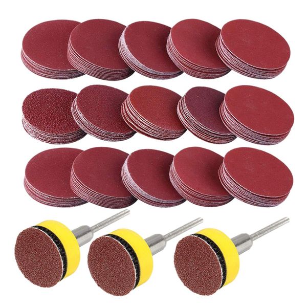 

300pcs 1 inch sanding discs hook and look grinding disc sandpaper with 1/8 shank rotary tool sticker backer plate