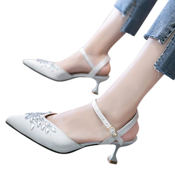 

2019 elegant ladies shinning glitter gold silver pumps pointed toe high heels ankle strap wedding party shoes woman#g4, Black