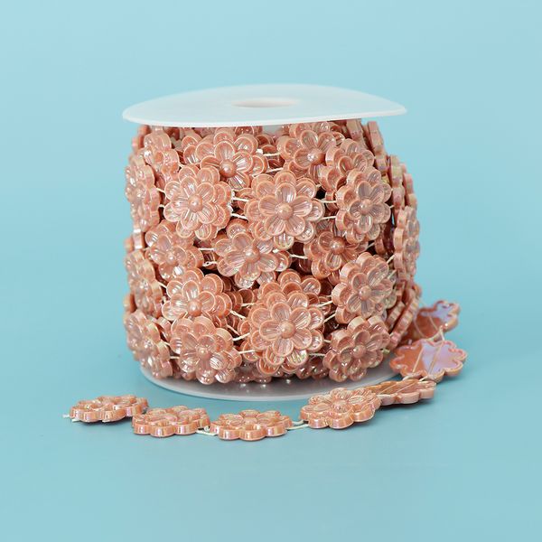 

5 yards 25mm flower pearl rhinestone chain sew on trims wedding dress decor