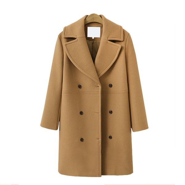 

2018 autumn winter fashion women coats casual jackets long sleeve blazer outwear female elegant wool double breasted coat, Black