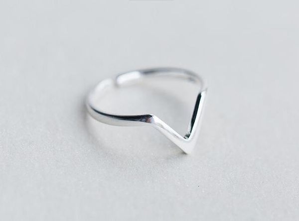 

real. lady's 925 sterling silver jewelry deep "v" geometric ring adjustable j1228, Golden;silver