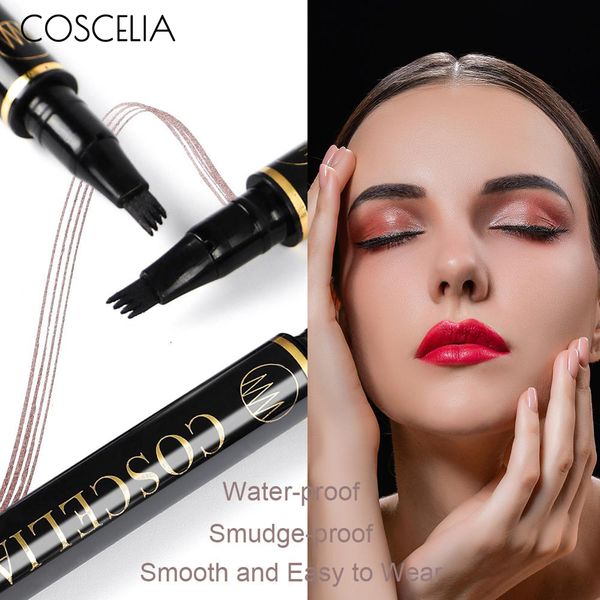

coscelia 4 head makeup eyebrow enhancers 4 colors high-end matte eyebrow pencil waterproof tattoo pen long-lasting cosmetic