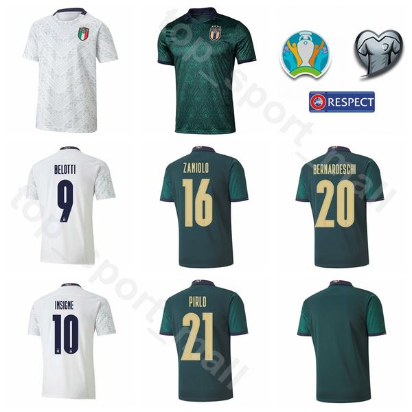 

national team italy soccer 16 de rossi jersey 2020 european 21 pirlo 10 totti 9 balotelli 10 verratti italia football shirt kits, Black;yellow