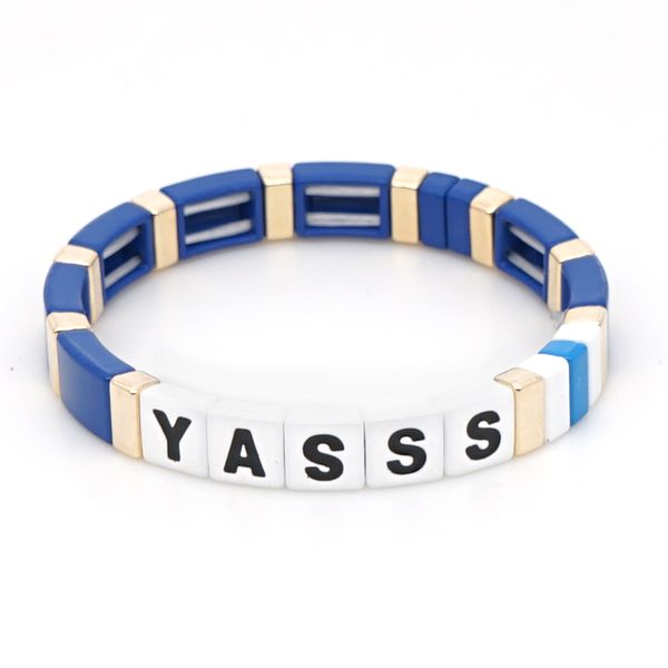 

shinus 2020 letter bracelet enamel tile bracelets pulseras mujer moda 2019 women jewelry men paint bangles customize armband, Golden;silver