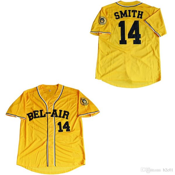 

will smith 14 bel air academy fresh prince movie baseball jersey yellow men, Blue;black